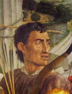 Archer. Detail from Mantegna, St. Sebastian. Louvre. ca. 1475.