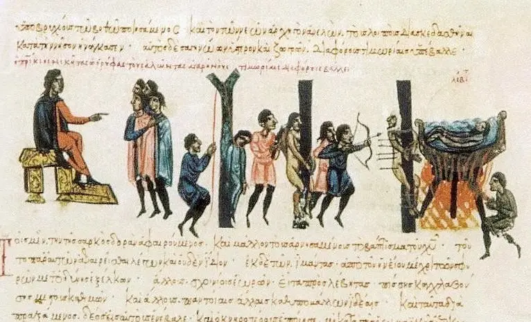 Οι Σαρακηνοί σφαγιάζουν σε νυχτερινή επιδρομή Βυζαντινούς που κοιμούνται.